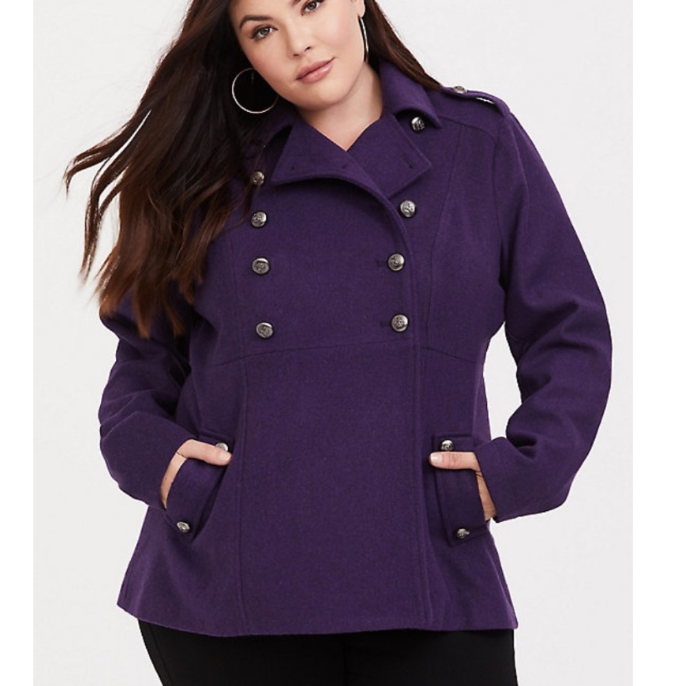 Torrid Purple Double Breasted Military Coat